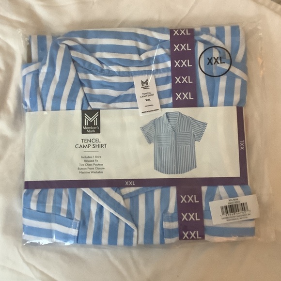 Member's Mark Tops - Stylish Blue Striped Casual Shirt